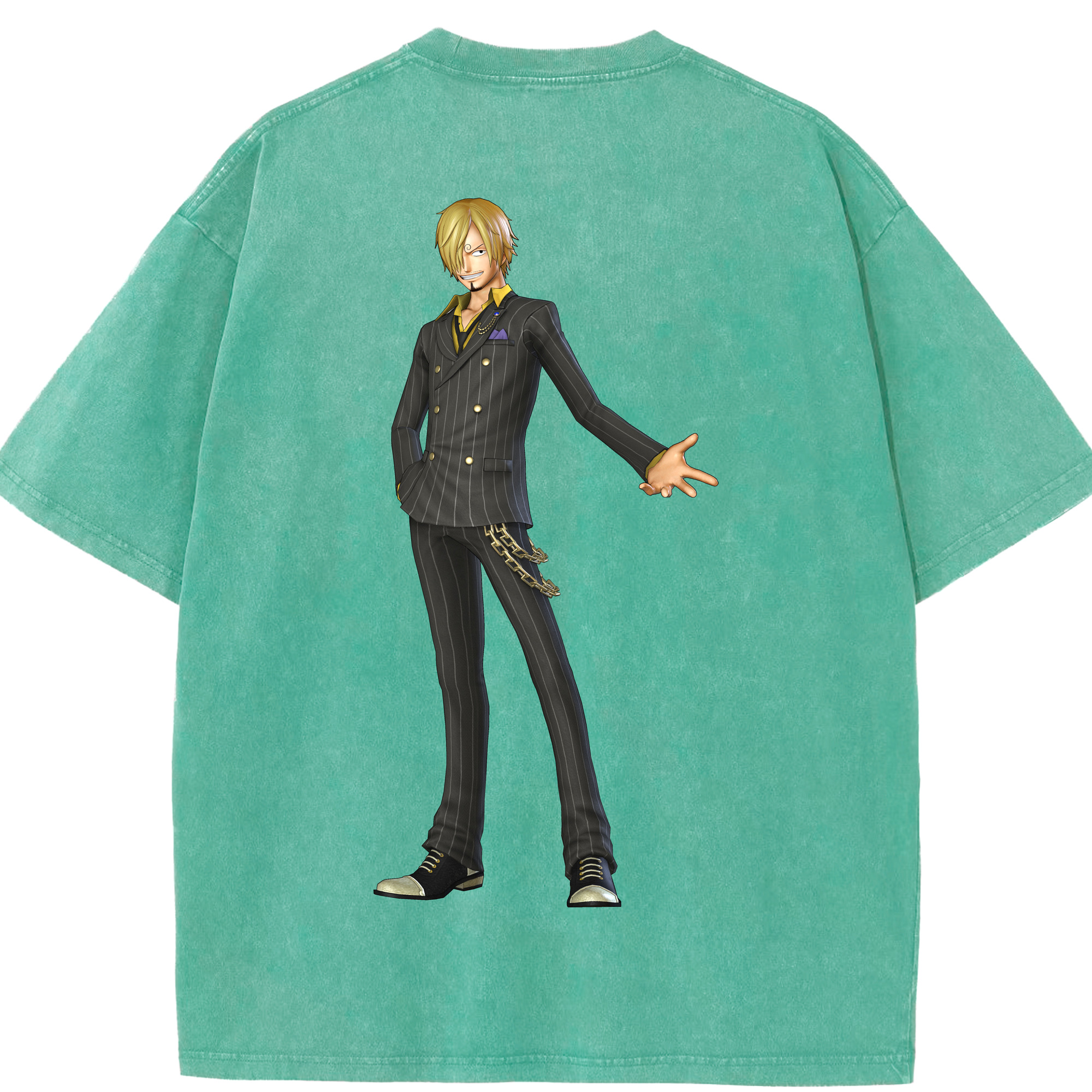 ワンピース サンジ ONE PIECE Sanji 綿100% ヴィンテージ風 半袖Tシャツ（背面プリント）